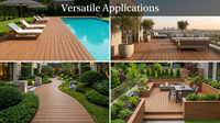 Planche de terrasse en PVC pur antidérapante à clipser, design grain de bois moderne, 18 mm, imperméable, pour extérieur, terrasse, jardin, parc