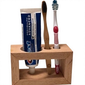 Wood <b>Toothbrush</b> <b>Holder</b> Stand Rectangle Minimalist Bathroom Organizer for <b>Toothbrushes</b> and Toothpaste Convenient Countertop Rack - Product Image 6