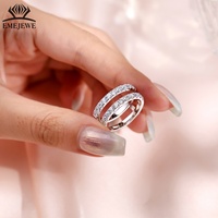 Bague empilable en argent S925 EMEJEWE avec moissanite taille princesse, pour un style quotidien, idéale pour les rendez-vous et les soirées, ornement de main.