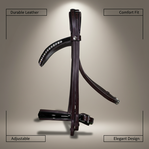 Briglia per Cavallo in Pelle Elite <span class=keywords><strong>Uta</strong></span> con Doppio Redino Regolabile, Testiera Confortevole per Controllo Preciso durante Allenamento e Competizione - Product Image 1
