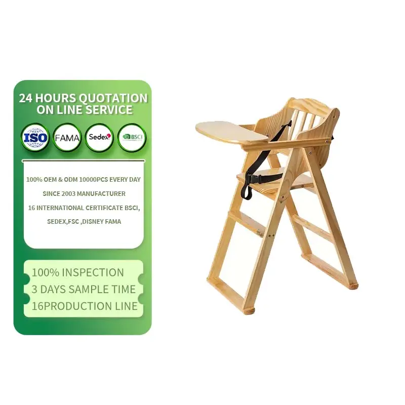 Holz verstellbarer zusammenklappbarer Esszimmerstuhl mit Tray hohe Stühle wandelbar hölzerner Booster-Versorgungsstuhl klappbarer leicht zu reinigender Stuhl