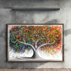 Hand-Painted Colorful Modern Landscape Painting Abstract Tree Wall Art for Home Decor Living Room or <b>Gallery</b> - Product Image 5