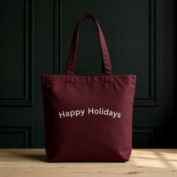 Sac de Noël personnalisable en toile de coton lavable, prêt à l'emploi et sur mesure, pour supermarché, motif Yule Full Tone, exportable et très demandé
