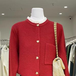 Automne hiver mode femmes à manches longues amour bouton Cardigan populaire couleur bloc cachemire manteau haute qualité femmes chandails - Product Image 2