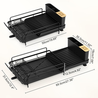 Organisateur de vaisselle multifonction Étagère à vaisselle rétractable Supports de rangement pour assiettes de cuisine Séchoir à vaisselle avec plateau