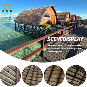 Tuiles en <span class=keywords><strong>plastique</strong></span> ignifuges résistant aux UV-ardoises synthétiques de conception de feuille de palmier plat traditionnel <span class=keywords><strong>pour</strong></span> la décoration extérieure de parc - Product Image 6