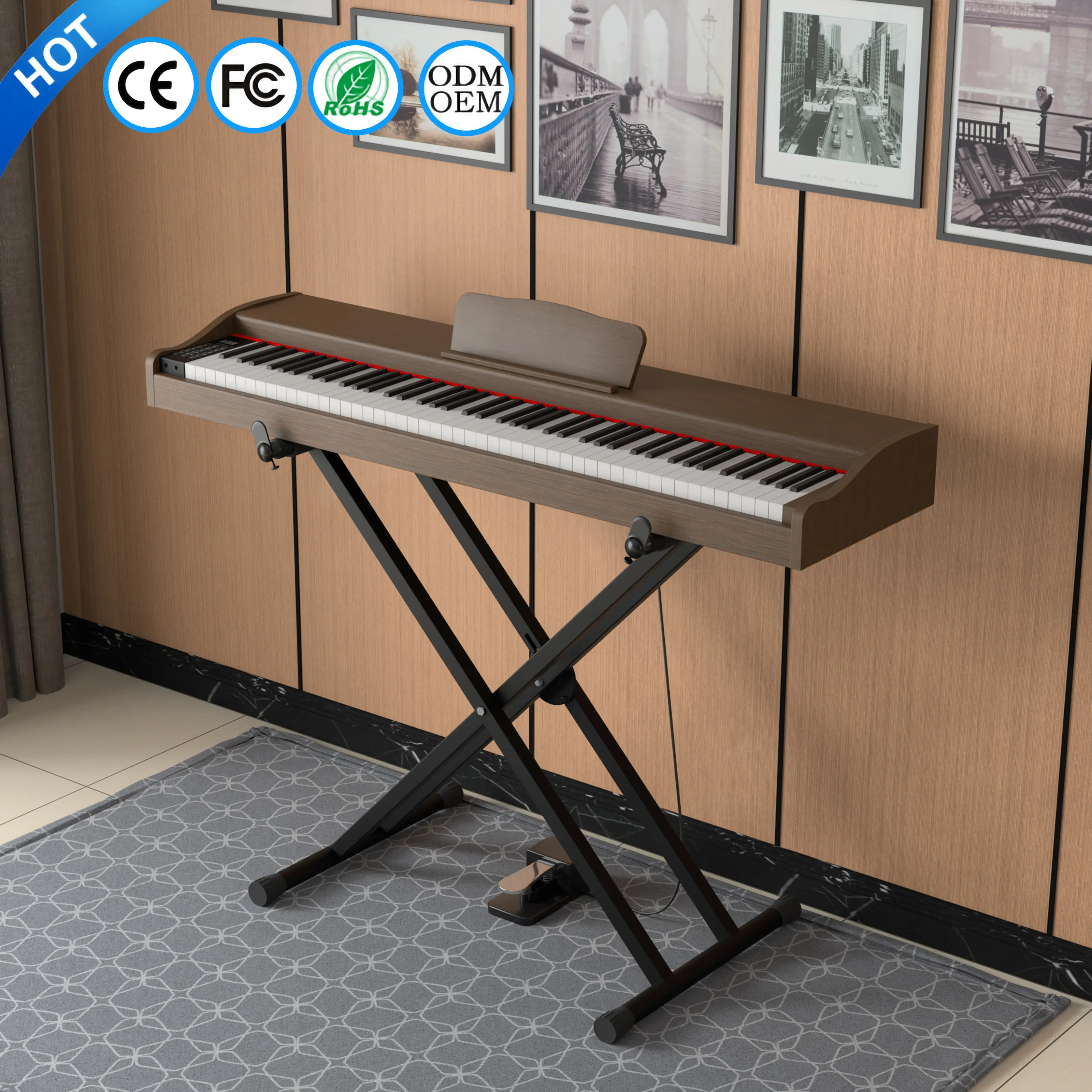 Venth piano digital, piano listrik profesional dengan 88 kunci untuk instrumen musik digital