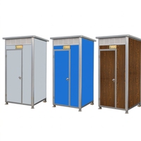 Toilettes mobiles portables d'extérieur en acier bleu, cabine sanitaire d'urgence réutilisable à installation rapide pour espaces publics