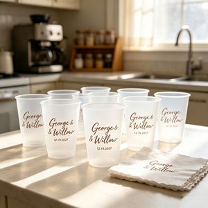 Vasos Desechables Transparentes de 12 Oz para Bebidas Frías, Fiestas, Picnics, Barbacoas, Viajes, Halloween, Navidad, Eventos, con Servilleta, Vaso de Estadio con Fondo Plano - Product Image 1