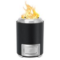Brasero de table en acier inoxydable avec combustible en granulés de bois et pioche pour usage extérieur