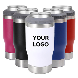 New Product Two Lids 14oz Double Wall 304 Stainless Steel Tumbler Insulated Vacuum Beer Can Bottle <b>Cooler</b> Custom Logo American - Product Image 1