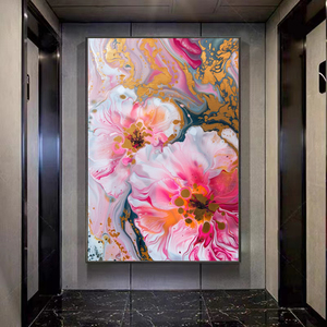 Moderno abstracto gran flor pintura 3D diseño pared arte lienzo único hogar Hotel Docetaion - Product Image 4