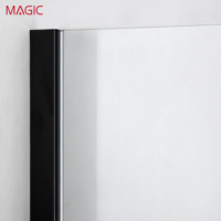Porte de douche coulissante sans cadre en acier inoxydable avec verre enduit, design européen pour salle de bain, marque MAGIC, garantie 3 ans