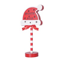 Panneau lumineux en bois « Santa Stop Here » pour Noël, fonctionnant à piles, lampe de table LED Pôle Nord, décoration de Noël pour la maison et le bureau