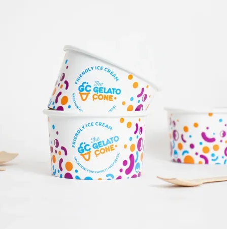 120cc Wholesales yogurt salad tubs Eco-friendly biodegradable Icecream paper dessert cups Blue Striped paper ice cream