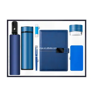 Corporate Business Giveaways Custom A5 Plain Notebook& Metal Pen&usb Flash Drive&thermos&speaker&power Bank Economic Gift Set