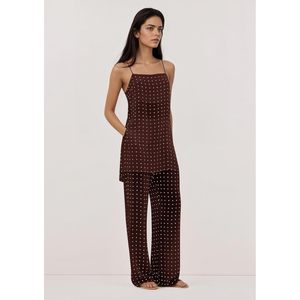 Conjunto de 2 Piezas para Mujer con Estampado de Lunares, Camisola sin Mangas de Chifón, Pantalones Tipo Túnica, Ropa Casual de Verano para Vacaciones, Viajes y Resort - Product Image 2