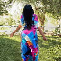 2024 personnalisé grande taille Maxi robe pour femmes vêtements pour femmes col en v 3/4 manches Boho décontracté élégant été longue robe d'été