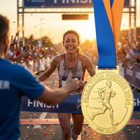 Prix de gros - Médaille vierge en alliage de zinc de haute qualité plaquée UV pour compétitions sportives, marathon, match de football, trophée