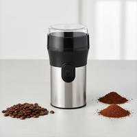 Moulin à café électrique domestique compact avec rangement du cordon et verrou de sécurité, boîtier en plastique, capacité 50g pour expresso et cafetière à piston