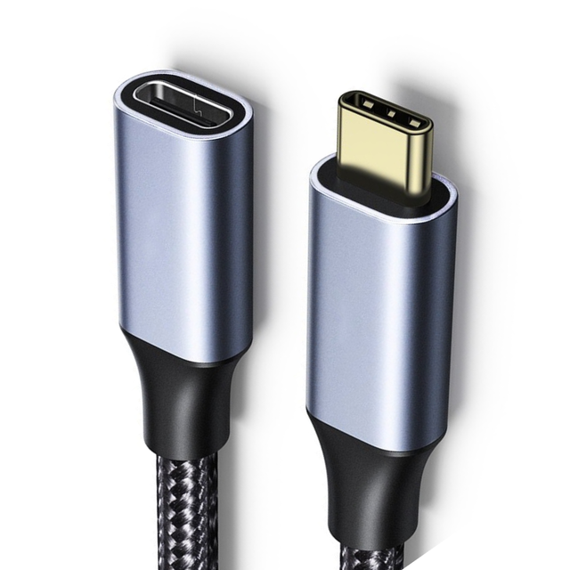 USB3.2 Gen2 Type-C Male Female Extension Cable 20Gbps Data Transfer PD100W 4K/60HZ Nylon Braided Pure Copper Conductor Camera