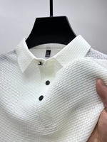 Personnalisé été nouveaux hommes respirant affaires mode T-Shirt glace soie à manches courtes Polo Top chemise bouton imprimé hommes vêtements