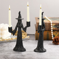 Adornos de Resina Ecológicos Hechos a Mano con Patrón Escénico Moderno, Candelabros, Decoraciones Oscuras de Halloween con Temática de Sacrificio de Brujas para Mesa