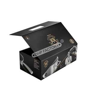 <b>Black</b> Foldable <b>Gift</b> <b>Box</b> with Handle Custom Rigid Paperboard Packaging for Clothing Shoes and Boutique Products - Product Image 1