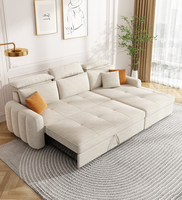 Canapé-Lit Pliable en Tissu Design Nordique Moderne avec Rangement, Angle Vif, Dernier Cri pour Villa, Meuble en Bois