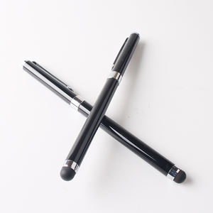 Stylo en métal à encre gel personnalisé noir avec stylet - Product Image 3