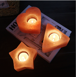 Porte-bougie en sel de l'Himalaya, forme cœur, étoile, triangle, lampe en sel de roche naturel fait main, décoration d'intérieur - Product Image 5