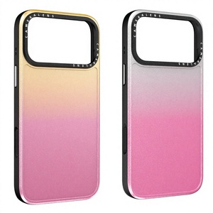 Custodia per cellulare A9 di lusso con bordo sfumato metallizzato <span class=keywords><strong>a</strong></span> contrasto per 18/17 Pro, materiale scanalato interno/esterno 360 - Product Image 1