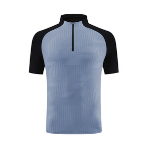 Lele Men's Casual Short Sleeve Fitness Riding Sports Top Quick-Drying Elastic Half Zipper <strong>Cool</strong> <strong>T</strong> for Spring Summer Solid Pattern - Product Image 1