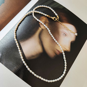 Elegante Collana Girocollo con Perle Barocche d'Acqua Dolce, Collana a Strati con Piccole Perle a Chicco di Riso, <span class=keywords><strong>Gioielli</strong></span> per la <span class=keywords><strong>Festa</strong></span> <span class=keywords><strong>della</strong></span> <span class=keywords><strong>Mamma</strong></span> - Product Image 1