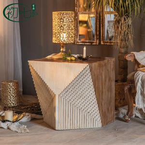 European Style Wood Coffee Table Retro Distressed Square Design For Living Room <b>Sofa</b> Corner Use A2175 - Product Image 2