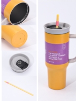 Vaso Térmico Premium de Acero Inoxidable de 40oz con Popote para Oficina, Coche, Deportes al Aire Libre - Libre de BPA, Doble Pared, Aislamiento al Vacío, Antifugas