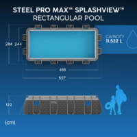 Наземный семейный бассейн Bestway 561KM Steel Pro MA Splashview прямоугольный 488x244x122 см с металлическим каркасом, фильтр-насосом и лестницей