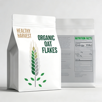 Sac à fond plat biodégradable imprimé sur mesure, pochette en papier kraft avec fenêtre transparente en PLA, emballage compostable pour aliments secs et compléments alimentaires