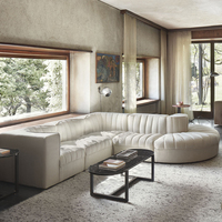 Canapé modulaire en forme de L en tissu beige crème en lin blanc pour salon moderne, utilisation hôtelière, canapé Dune
