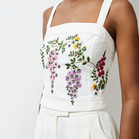 Nouvelle robe mini en coton et lin brodée, ensemble brodé pour femmes, été