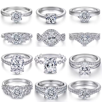 Bague en Moissanite Diamant VVS, Bijoux de Mariage de Luxe, Argent Sterling 925 avec Motif de Pierre, Cœur Vintage en Zircon