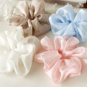 Venta superior mujeres satén seda grandes Scrunchies elegante Vintage Simple elástico bandas para el cabello para Cola de Caballo bandas de goma accesorios para el cabello - Product Image 2