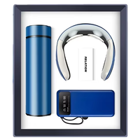 Haute qualité 3 en 1 fiole à vide masseur de cou batterie externe avec support de téléphone affaires de luxe bienvenue coopérer coffret cadeau