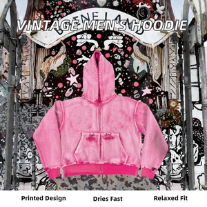 Nueva Sudadera con Capucha Corta de Estilo Urbano Vintage, 100% Algodón, Estampada, Lavada al Ácido, Estilo Francés, con Cierre y Corte Cuadrado para Hombre - Product Image 2