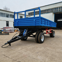 Remorques agricoles hydrauliques à double essieu de 5T et 8 tonnes, remorques à benne basculante, remorques de transport pour pâturage, fourrage, aliments pour animaux de ferme