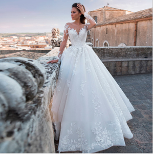 Di lusso A <span class=keywords><strong>Manica</strong></span> <span class=keywords><strong>Lunga</strong></span> Slim Fit Sposa Abito <span class=keywords><strong>Da</strong></span> Sposa Coda <span class=keywords><strong>Lunga</strong></span> - Product Image 4