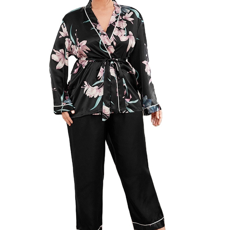 Silk Large Size Nightwear Women's Plus Size Satin Nightwear Tops, Shorts Pants
