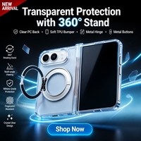Casing Ponsel iPhone Duo Lipat dengan Stand Rotasi 360 Derajat, Tombol Logam, Bumper TPU, Penutup Belakang PC, dan Penyangga Multifungsi
