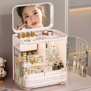 Cosmetic Storage Box With Mirror And <b>Drawers</b> For <b>Makeup</b> Skincare Organization Desktop Organizer - Product Image 3