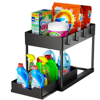 Vente en gros d'étagères de rangement multifonctionnelles en plastique pour la cuisine et la salle de bain, organisateur sous l'évier
